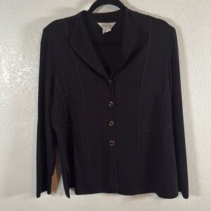 Misook Black Tailored Knit Blazer with Decorative Buttons